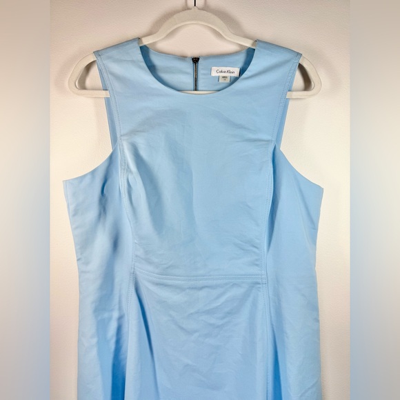 Calvin‎ Klein Women’s Midi Light Blue Sleeveless Sheath Dress Size 12 - Picture 2 of 9